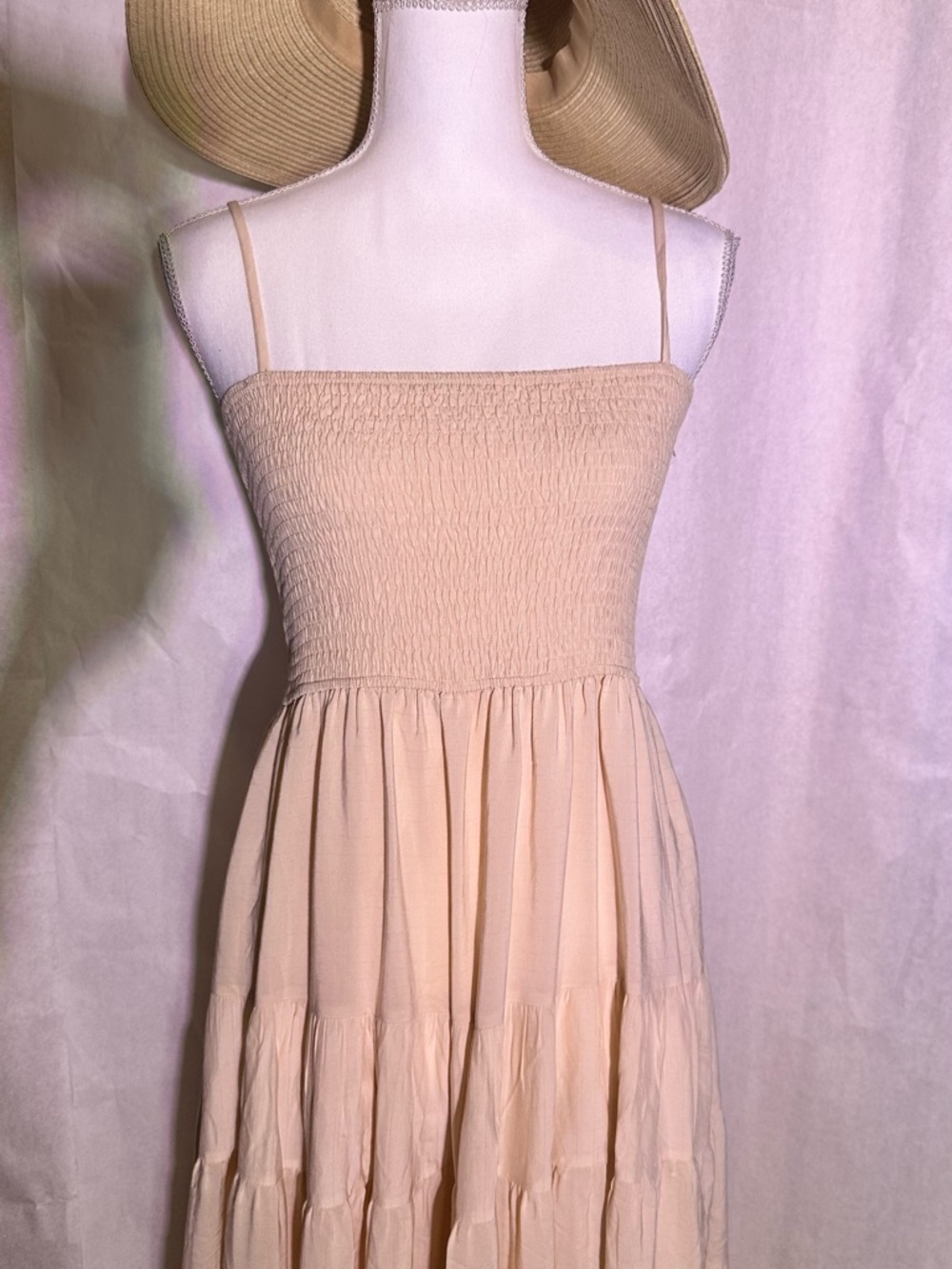 moodie Beige Smocked Tiered Maxi Dress - Picture 6 of 7